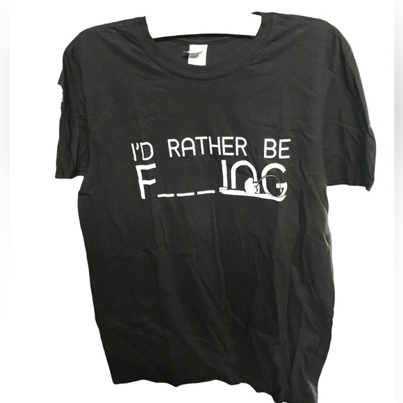 I’d rather be ____ing black short sleeve t-shirt with white writing - Picture 1 of 4